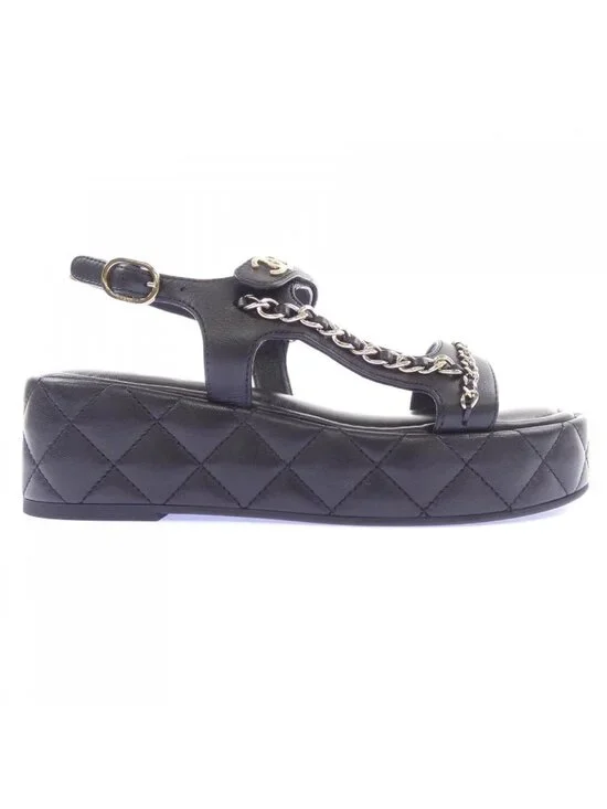 Chanel Quilted Sandals Black
