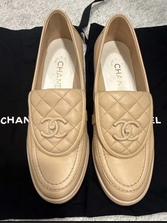 Chanel Quilted Leather Loafers 38.5