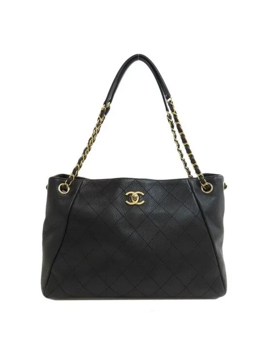 Chanel Quilted Chain Tote Gold Calf
