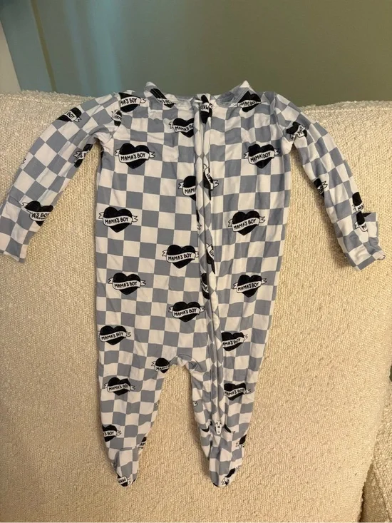 Caden Lane Blue Checkered 'Mama's Boy' Baby One-Piece 0-3