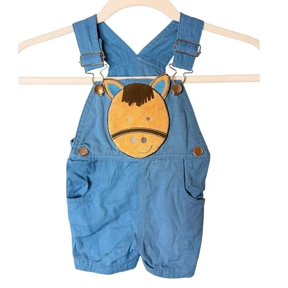 Mudpie Overall 12-18months Horse Patch Equestrian Shortalls