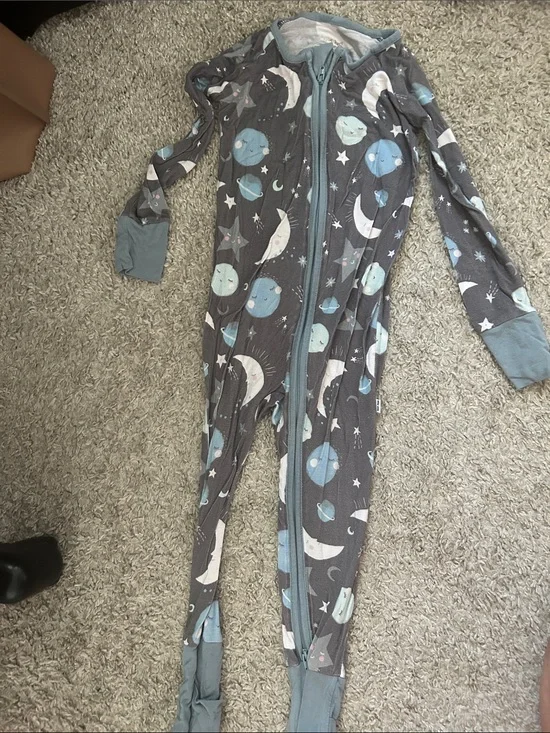 Little Sleepies moon and stars- Grey & Light Blue 18-24 months