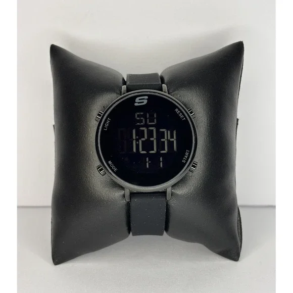 Skechers Digital Watch SR6065‎ Black Silicone Strap 30M Water Resistant New Batt
