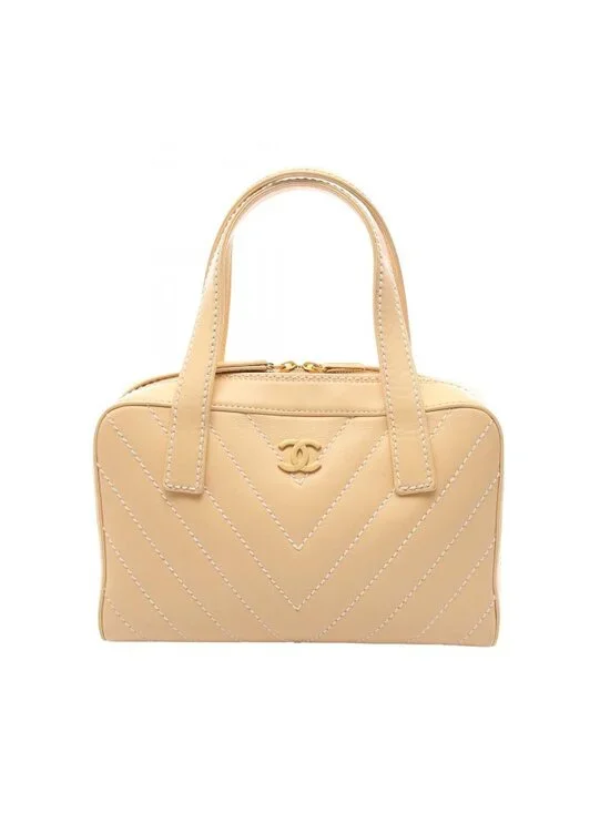Chanel Handbag Wild Stitch Chez Blanc Yellow Beige Leather Handle