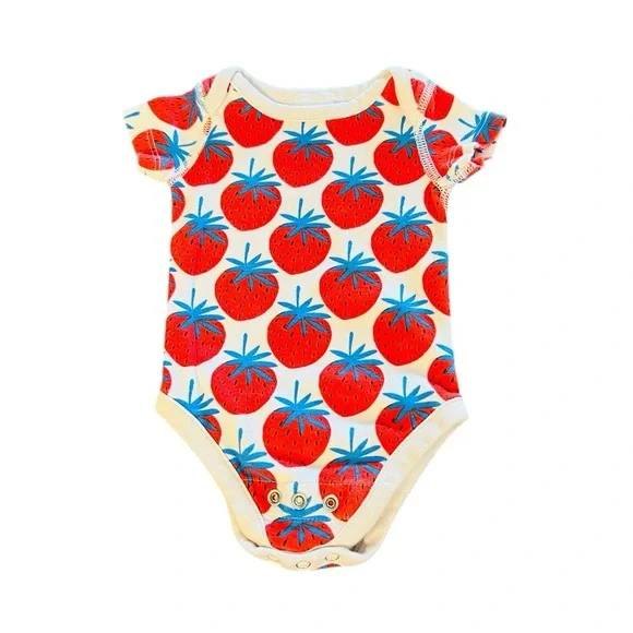 Hanna Andersson Red and Blue Strawberry Bodysuit Size 0-3 Months