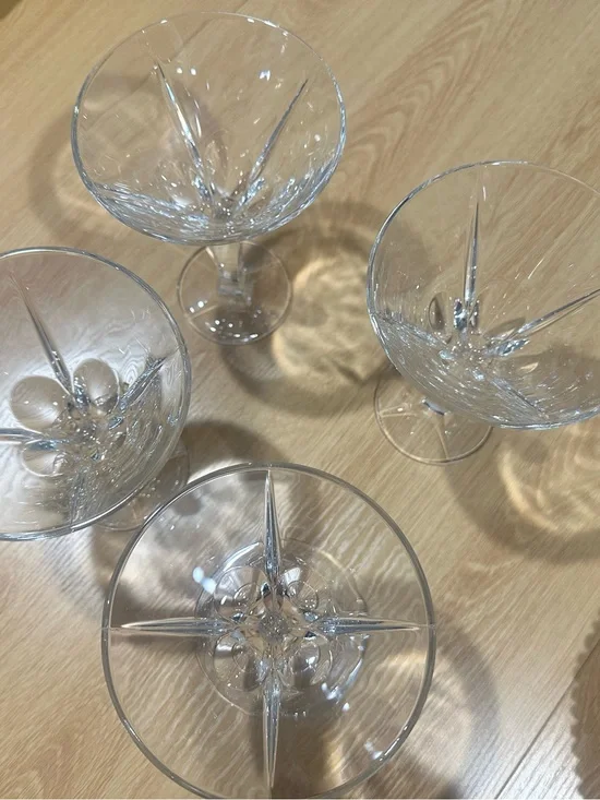 Crystal Coupe Glasses - Clear Stemware (Set of 4)