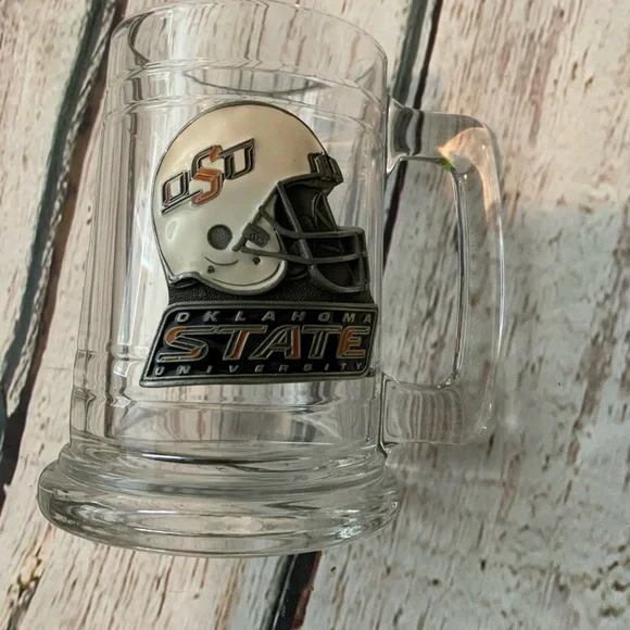 Oklahoma State Glass Pewter Beer‎ Mug Stein Tankard
