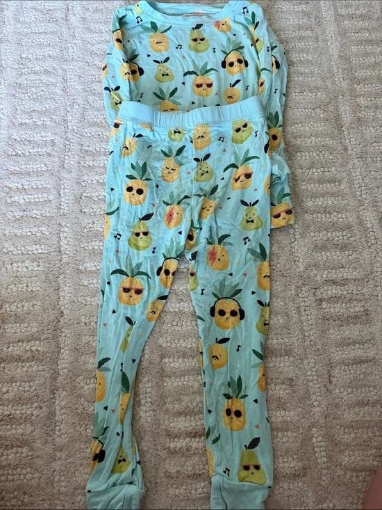 Little Sleepies Light Blue Pineapple & Pear Print One-Piece Footie