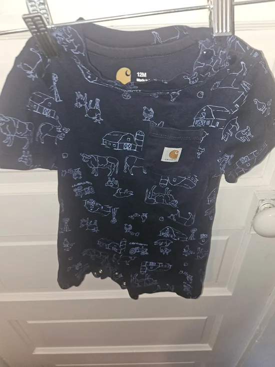 Carhartt Baby Navy Farm Print Short Sleeve Tee - 12M