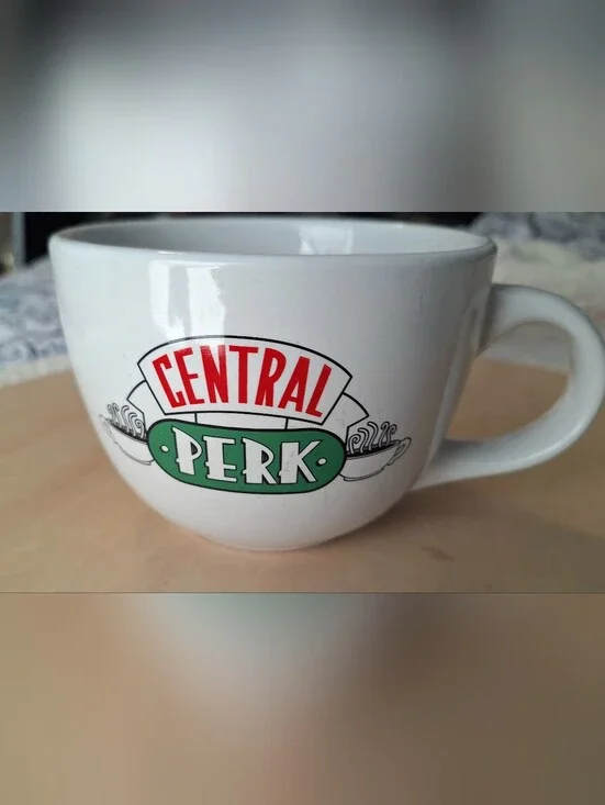 Source Unknown White Central Perk Ceramic Coffee Mug with Red and Green Logo