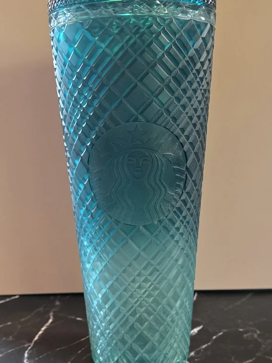 Starbucks 2023 Spring Teal Jade Green Ombre Jeweled Venti Tumbler 24oz