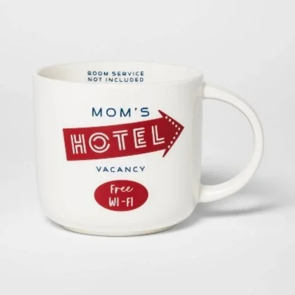 Threshold Moms Hotel Mug Coffee Cup Free WiFi Funny Gift Ceramic Kitchen Home
