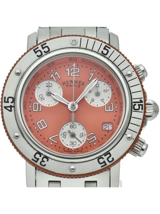 Hermes Clipper Diver Chronograph Repair Book SS Watch Polished