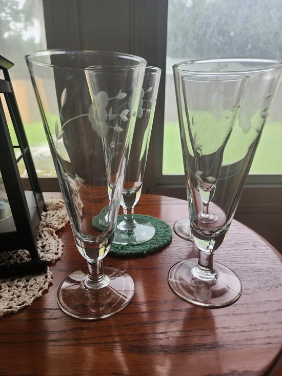 Set Of 4 ...Princess House -10oz Pilsner Beer Crystal Glasses