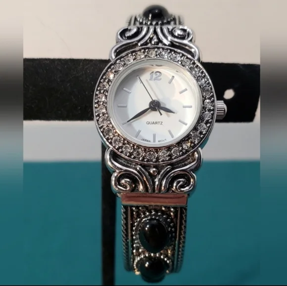 Silver Tone Cuff Quartz Watch