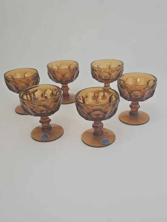 Vintage Imperial USA Set Of 6 Provincial Amber Sherbet Champagne Glasses