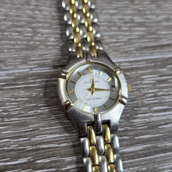 Anne Klein Women's Two Tone Watch 10/6411 Silver Gold Bracelet Date Day