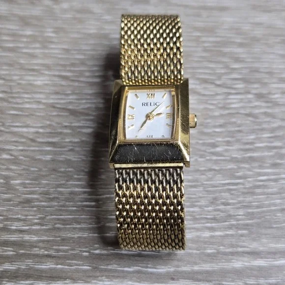 Relic Gold Tone ZR33648 Mesh Band Square Face Water Resistant Women's Watch