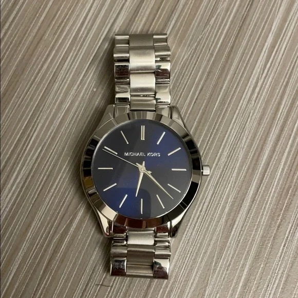 Michael Kors Stainless Steel Watch with Blue Dial
