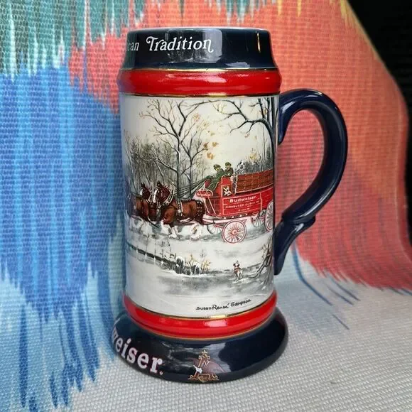 Vintage 1990 Budweiser Beer Stein “An American Tradition” Clydesdales