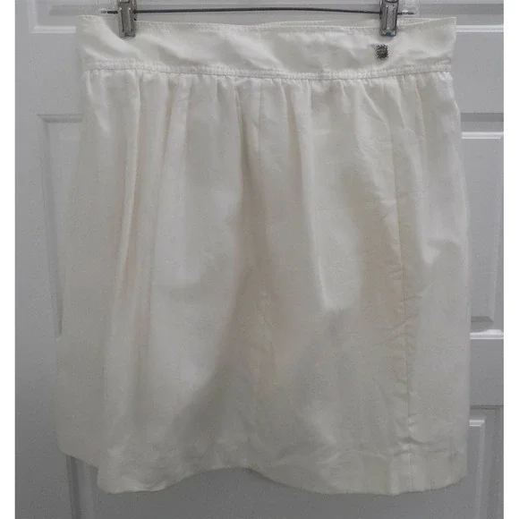 New Chanel White Cotton Blend Full Skirt sz 44 Italy
