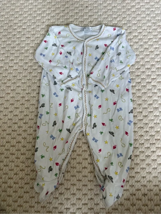 Kissy Kissy White Footie with Multicolor Western Print