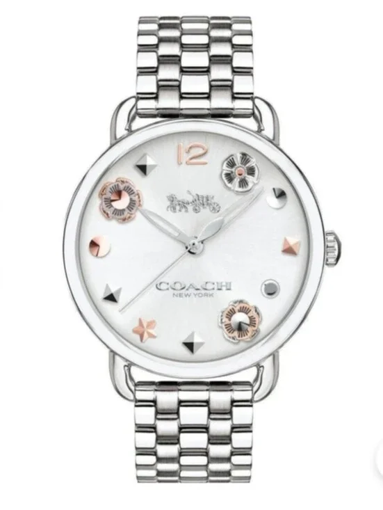 Coach Delaney Charm Silver Quartz Ladies Watch
