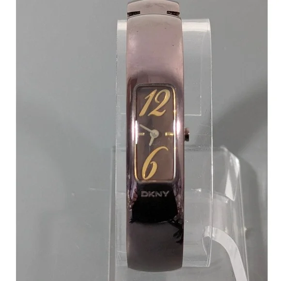 DKNY Bangle Watch Women's Brownish Purple & Gold Tone‎ Working Fits 6.5