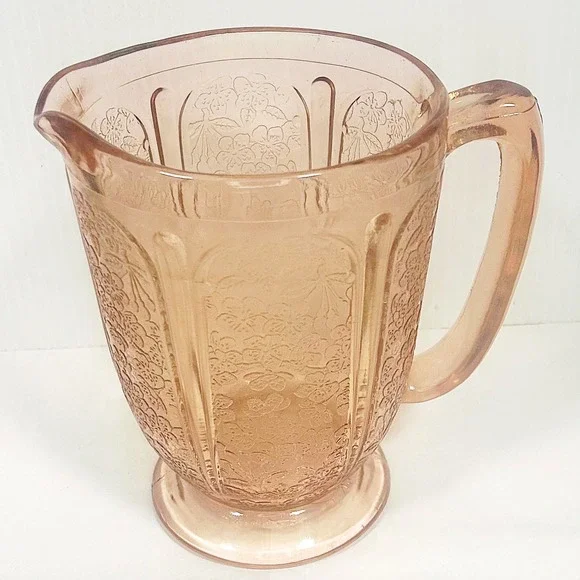 Vintage Jeanette Pink Depression Glass Cherry‎ Blossoms Pitcher 6.5