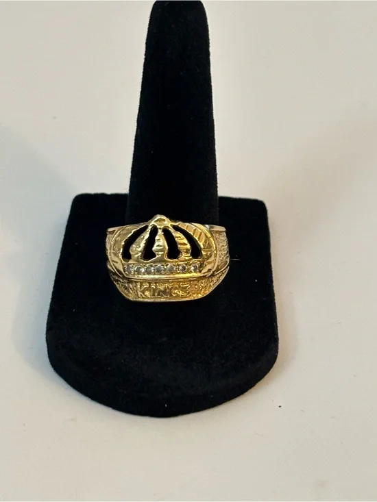 Men's 14k Yellow Solid Gold Kings Crown Diamond Ring