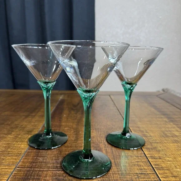 Set of 3 Libbey Juniper DOMAINE‎ Martini Glasses 🍸 Petal Stem MINT COND.