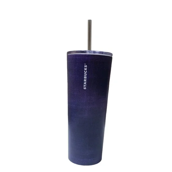 New Starbucks ● 2019 ● Blue Deim  ● Venti 24oz Tumbler With Lid And Straw Unused