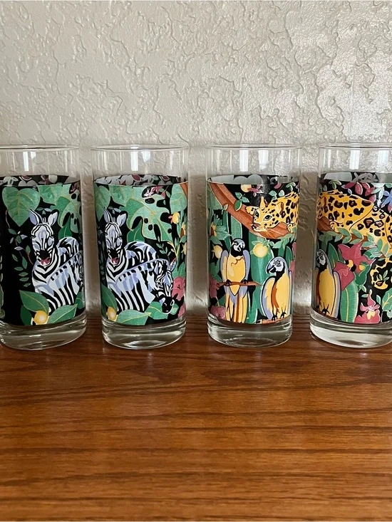 Rare Vintage 12 Oz Rain Forest Highball Glasses By: Vitromaster