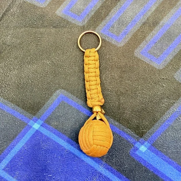 Tactical Paracord Monkey Fist Keychain Skull Bead EDC Self Defense Lanyard 5