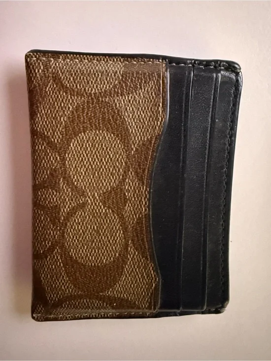 Coach Card Holder in Brown and Black
