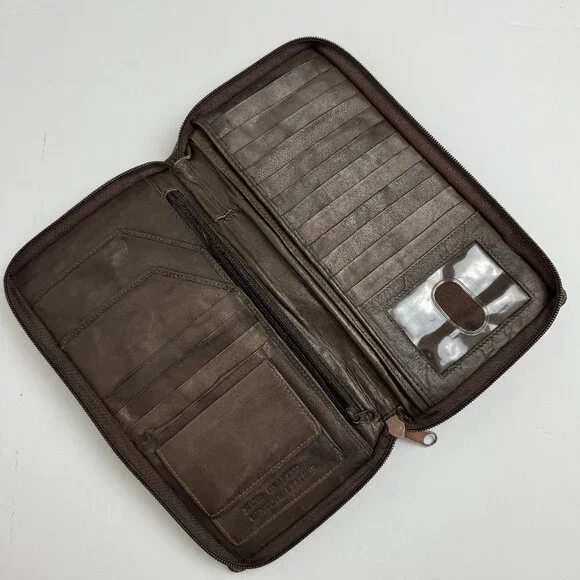 Large Genuine Leather Wallet Travel Passport Cards ID