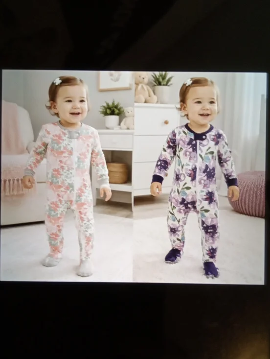 Burt's Bees Baby Floral Footed One-Piece Pajamas - Pink & Purple Girls 24M