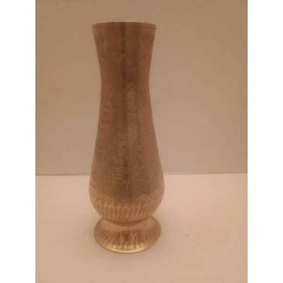 vintage etched brass vase india Bud Vase 9