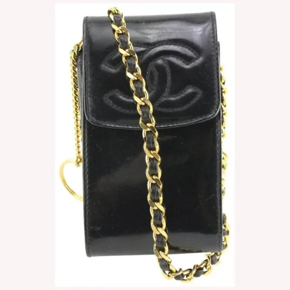 Chanel Black Patent CC Logo Mini Flap Pouch Crossbody 13ck69s