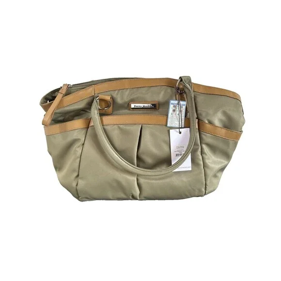 Perry Mackin Harper Olive Nylon w/ Leather Trim Diaper Bag Style 1001olv NEW