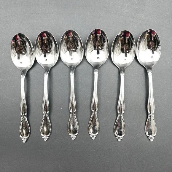 Lot of 6 Oneida Community Chantelaine Stainless Oval Soup Spoons Flatware‎