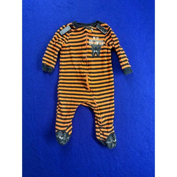 Halloween Baby Unbranded My 1st Halloween Sleeper 6-9M Orange Black Striped