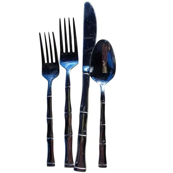 Tahitian Stainless by Imperial Intl 4 Piece Table Setting Spoon Knife Fork Disc.