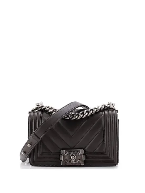 Chanel Boy Flap Bag Chevron Calfskin #321063C37B