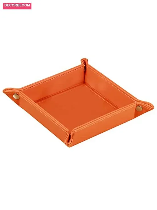PU Leather Valet Tray Key Dish Catchall Organizer for Men Jewelry Watch