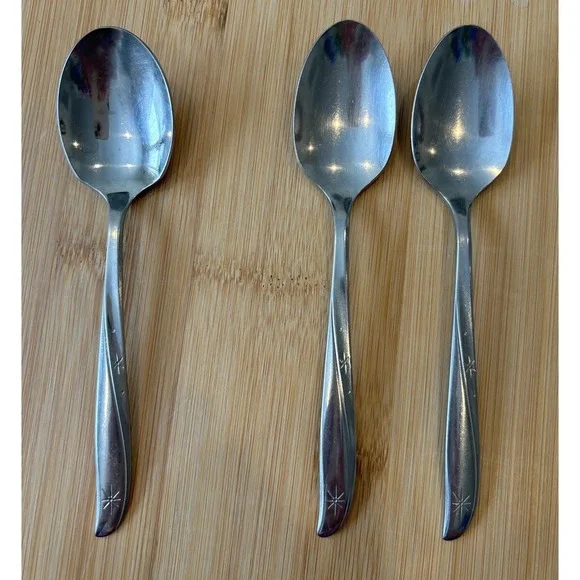 Oneida ATOMIC Twin‎ Star Stainless Flatware Teaspoons / Soup VTG Betty Crocker