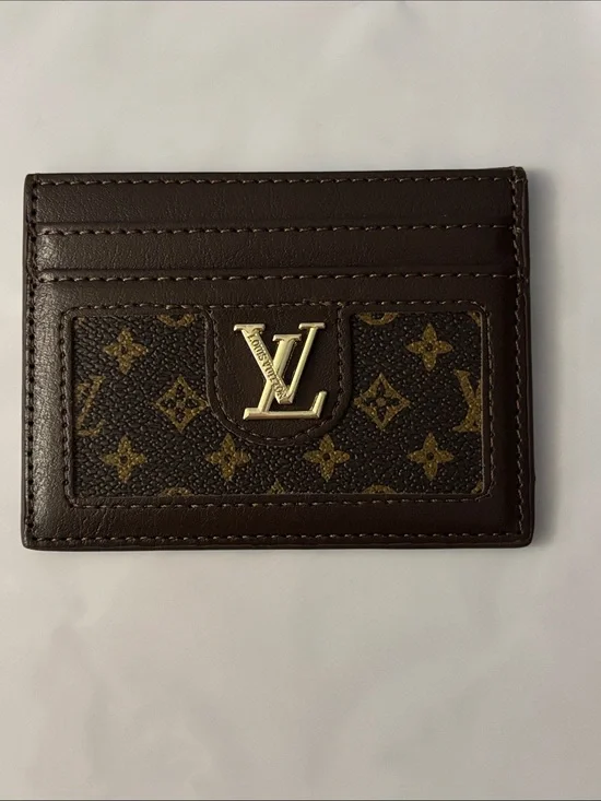 New !!!  Brown & Gold Monogram Slim Card Holder