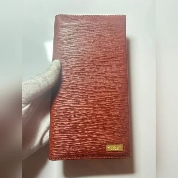 Salvatore Ferragamo Brown Leather Long Wallet NWOT