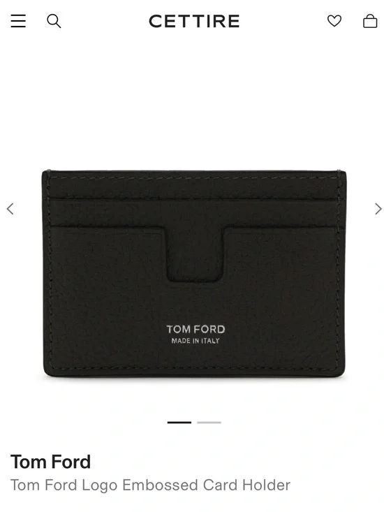Tom Ford Black Pebbled Leather Card Sleeve with Logo