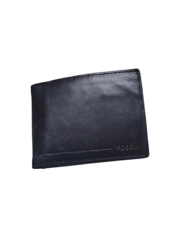 Fossil Black Leather Bifold Card & Key Holder OS